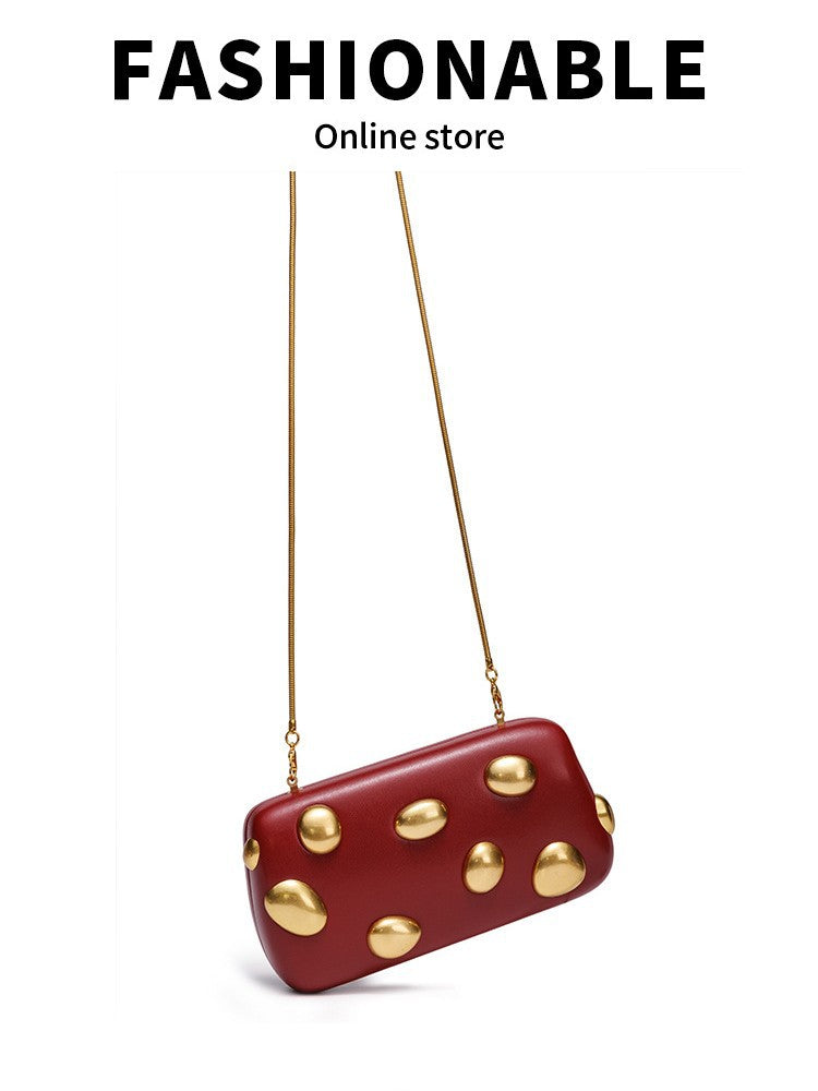 Women's Design Retro Underarm Textured Mobile Fashion Small Square Bag