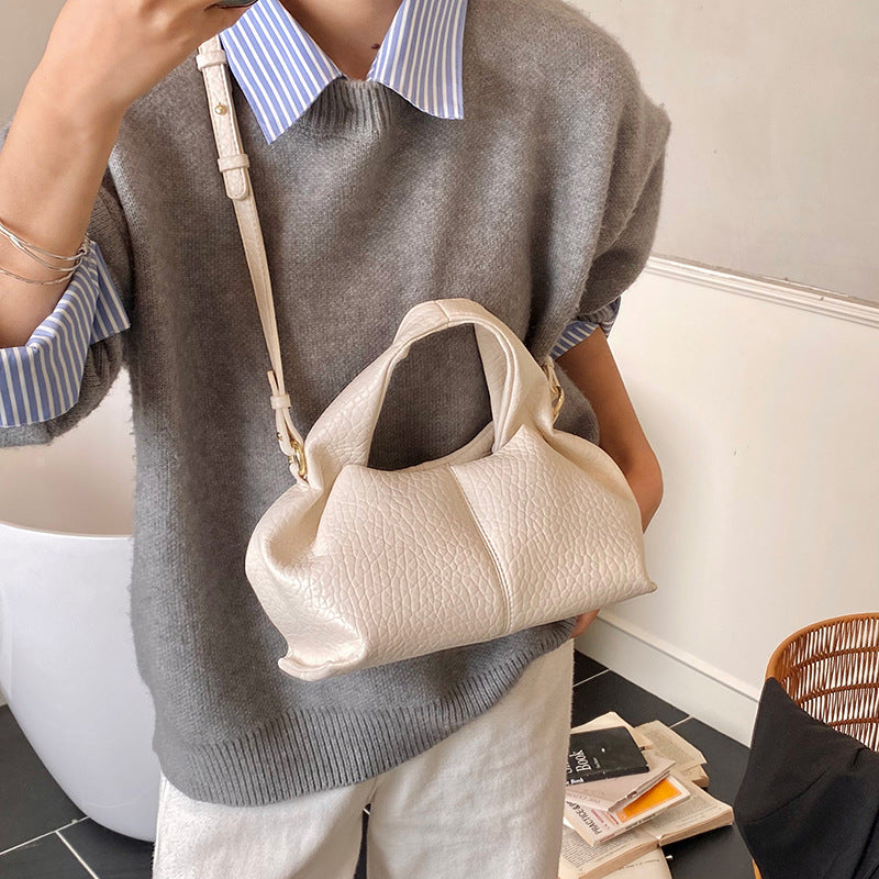 Women's Popular Winter Vintage Lychee Pattern Simple Small Square Bag