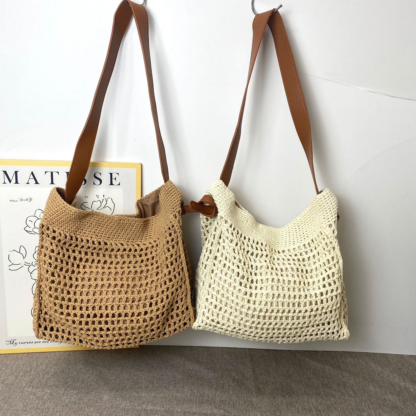 Women's Artistic Lazy Sense Weaving Hollow Large Women's Shoulder Bag