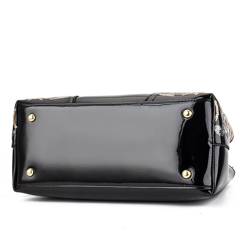 Women's Patent Leather Glossy Bride Wedding Portable Large Women's Handbag