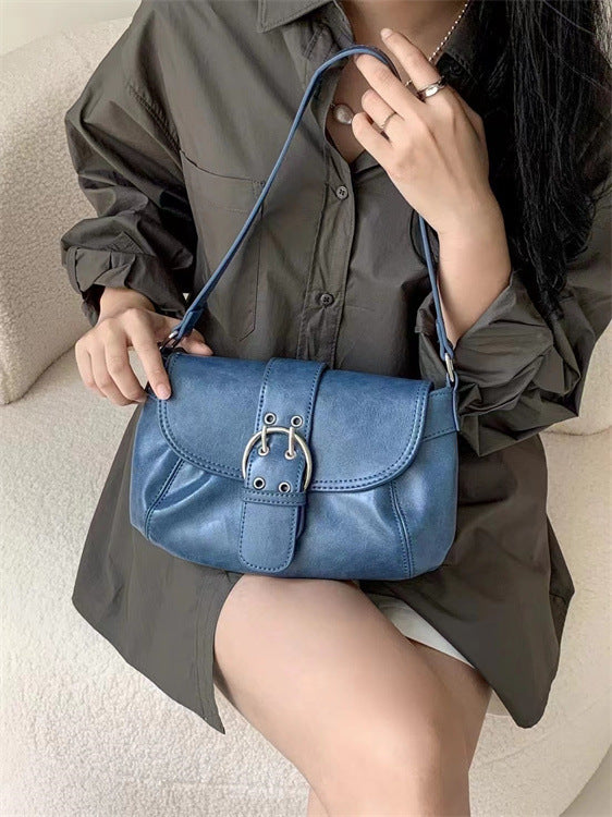 Flip Solid Color Korean Fashion Pleated One Women's Shoulder Bag