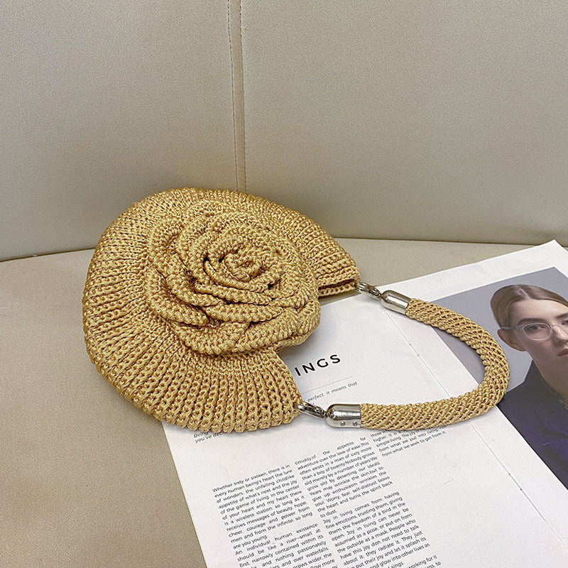 Fashionable Hand-woven Flower Pastoral Picnic Style Design Simple Women's Handbag