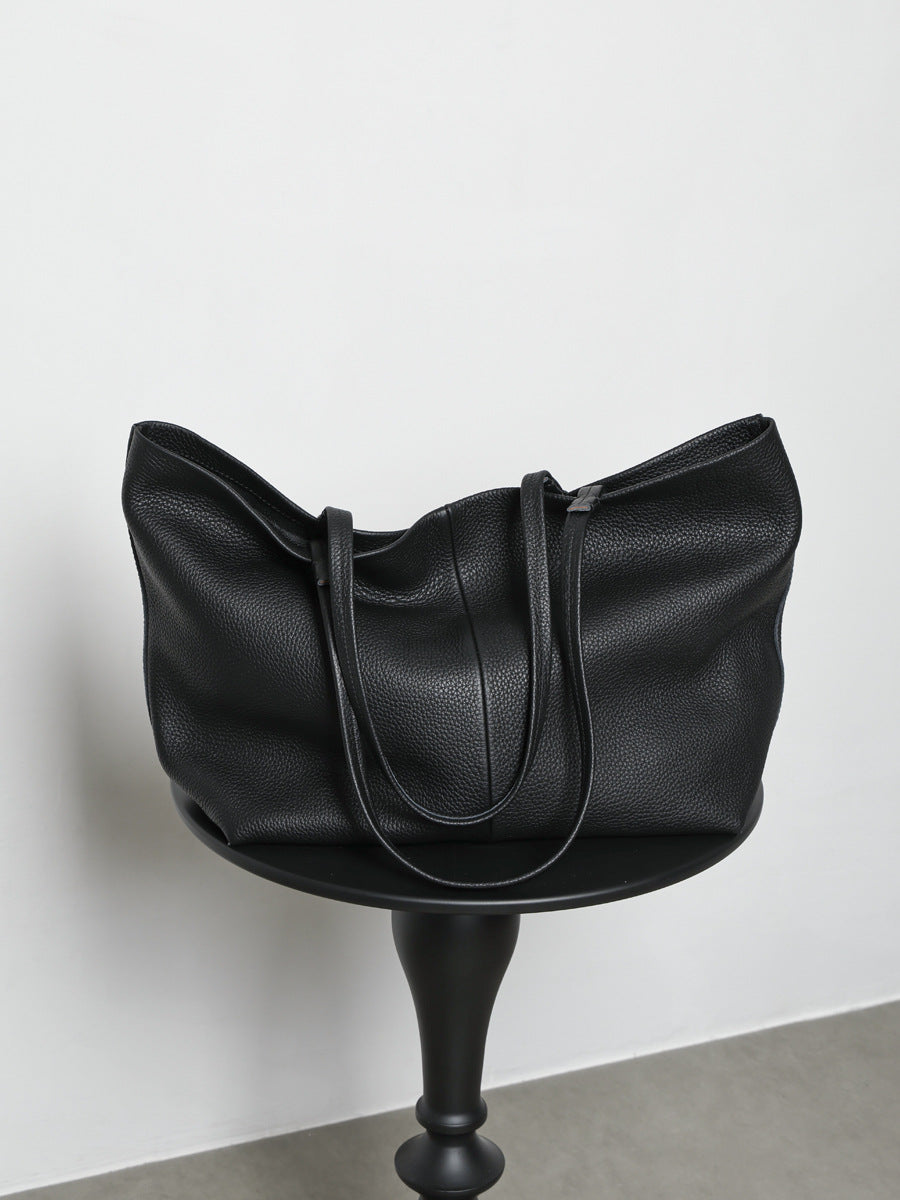 Women's Layer Cowhide Line Genuine Leather Large Capacity Tote Bags