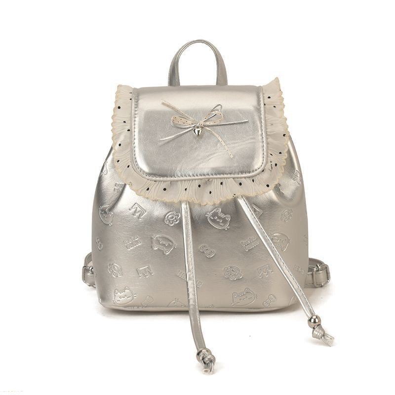 Korean Style Sweet Bow Female Design Cute Kitten Leisure Backpack