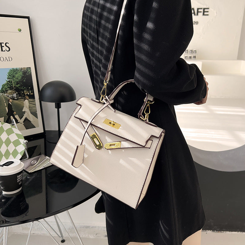 Women's Large Capacity Lychee Pattern Kelly Fashion Handbags