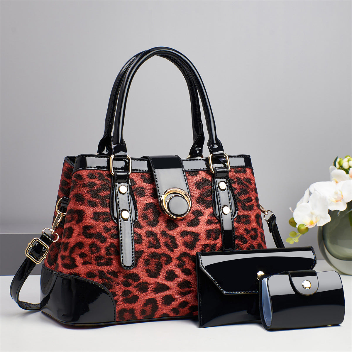 Women's Contrast Color Leopard Print Fashion Retro Bucket Bags