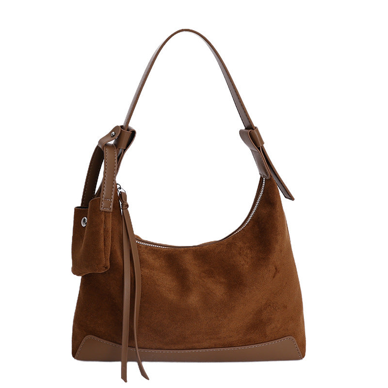 Women's Niche Retro Portable Underarm Suede Bags