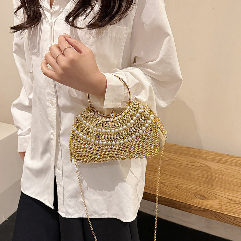 Women's Tassel Fashion Diamond Classic Style Chain Evening Bags