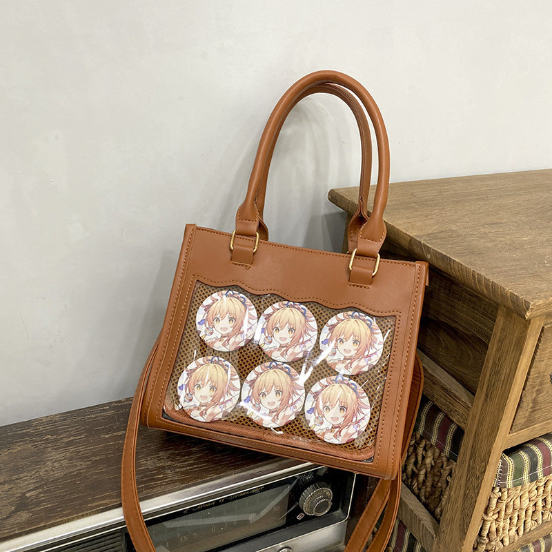 Women's Lace Cartoon Rhombus Style Cute Portable Two-dimensional Grain Women's Handbag