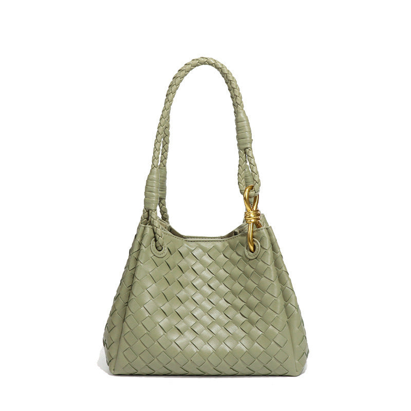 Women's Weave Plaid British Style Light Luxury Bucket Bags