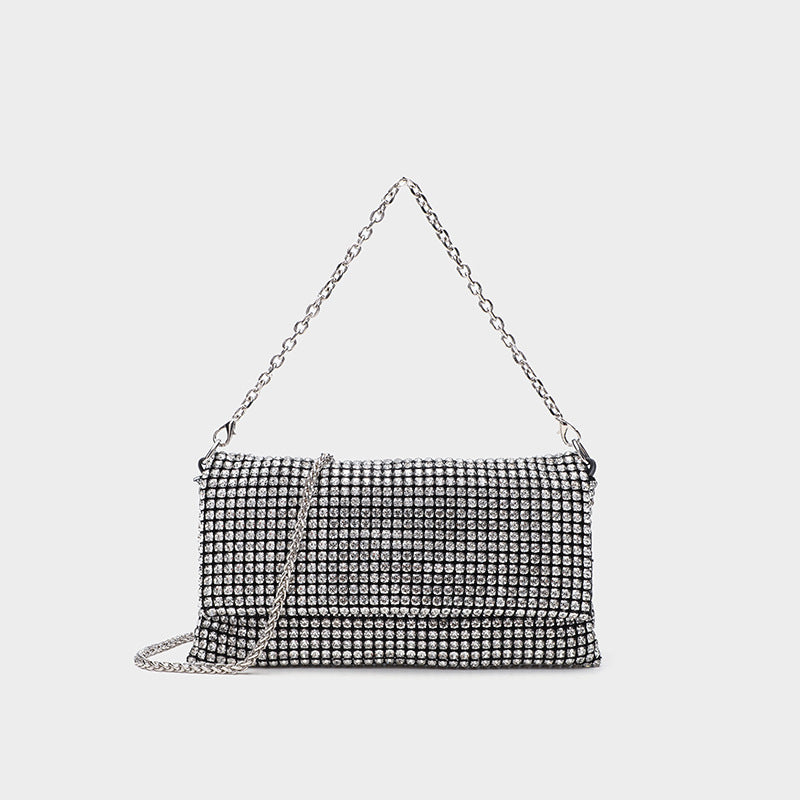 Women's Shiny Rhinestone Veil Clutch Full Diamond Dinner Portable Women's Messenger Bag