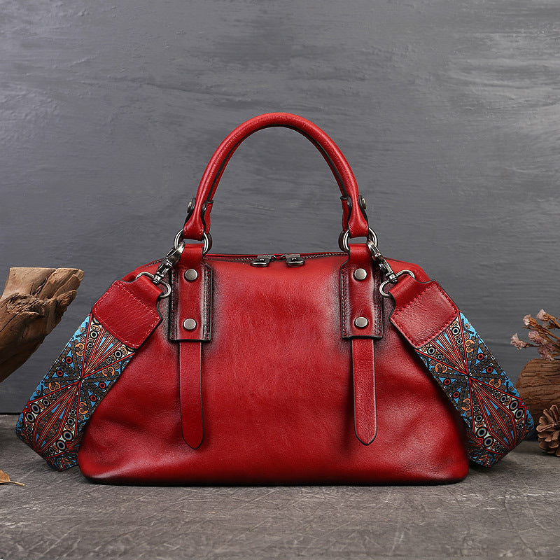 Women's Zipper First Layer Cowhide Adjustable Business Bags