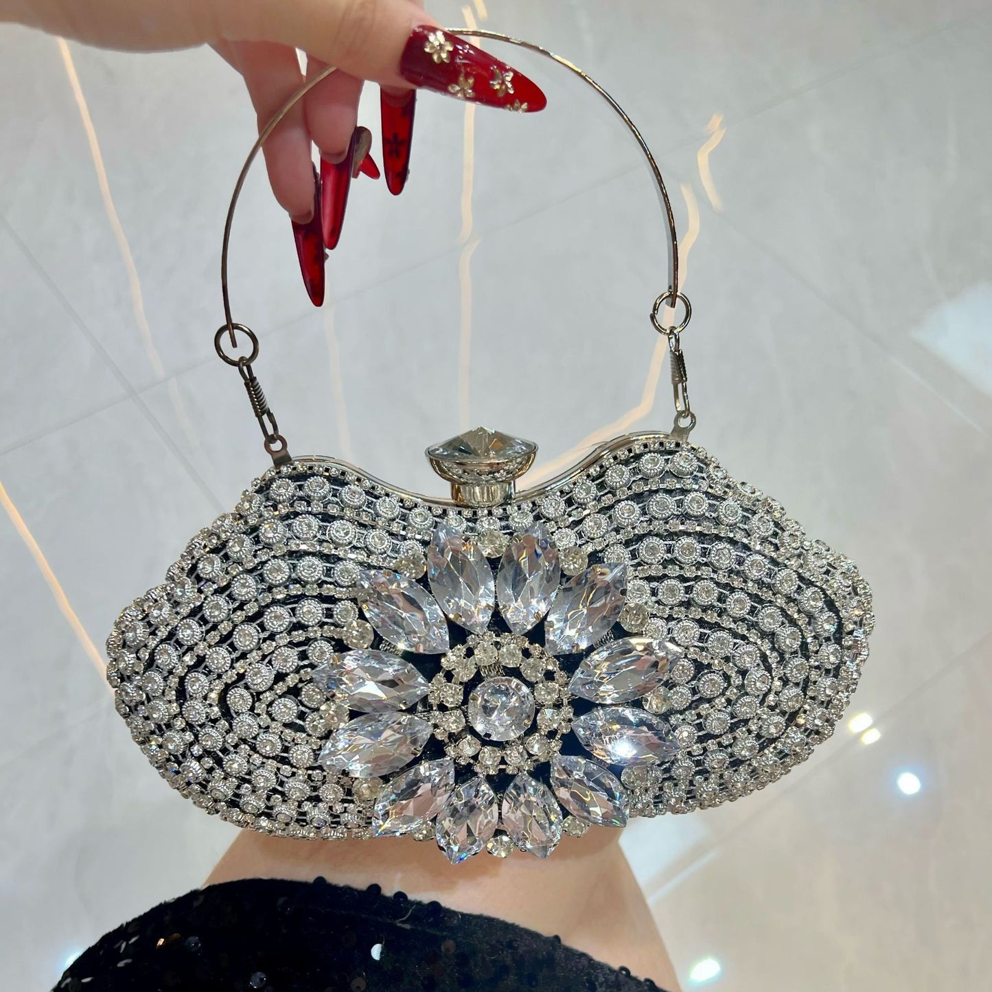 Women's Fashion Diamond Rhinestone Clutch Wedding Party Will Dinner Bag