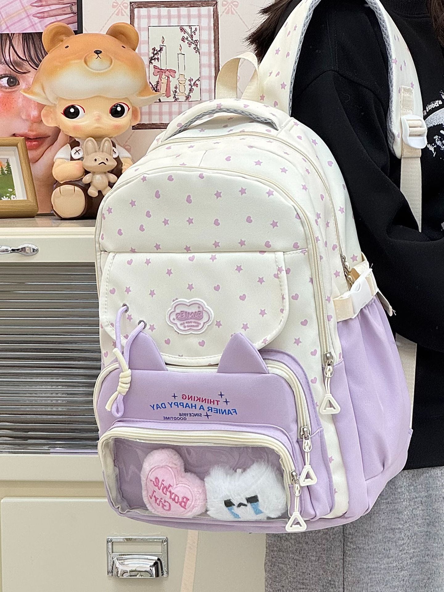 Good-looking Fresh Sweet Bar Cartoon Female Lightweight Large Leisure Backpack