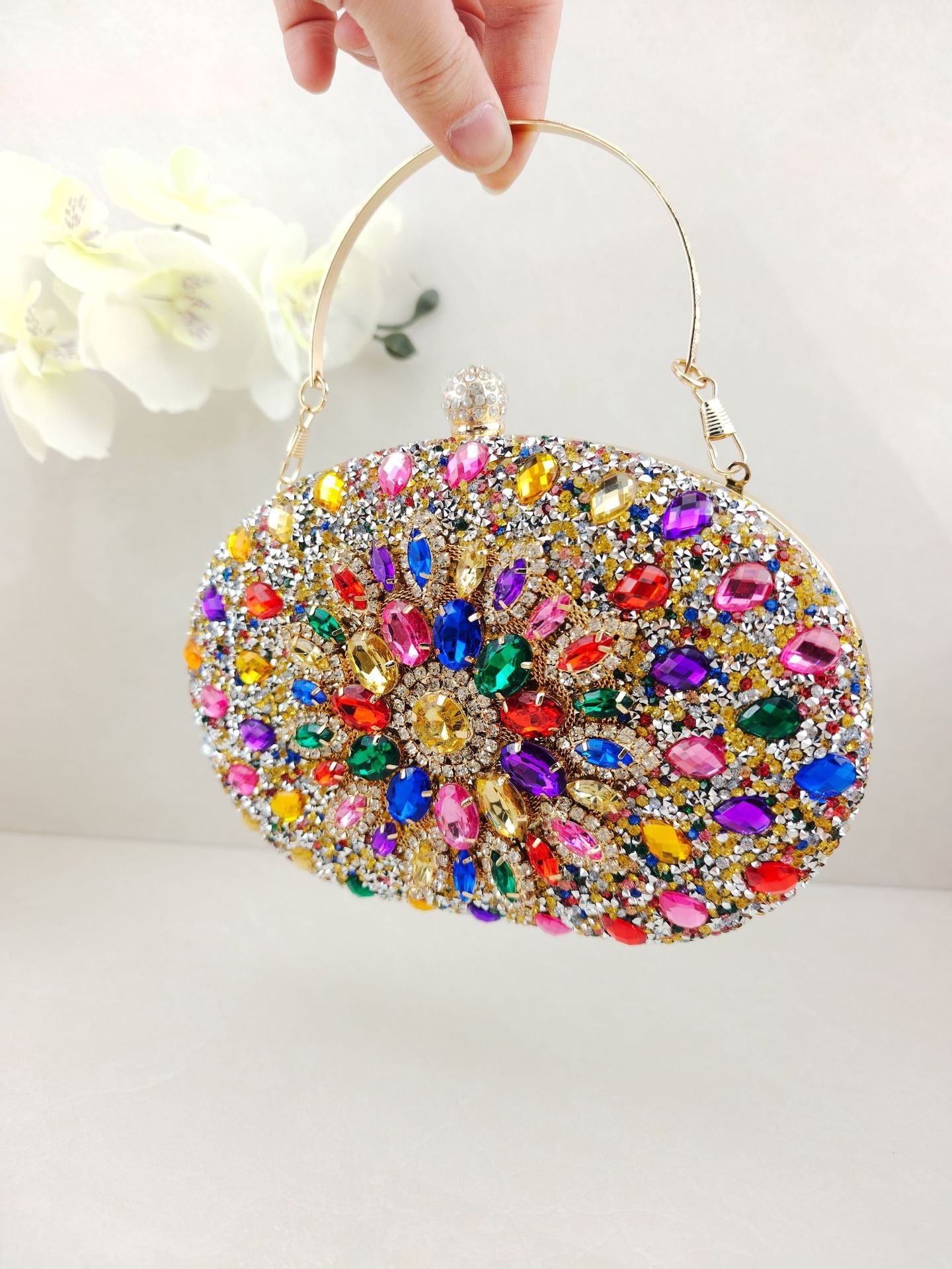 Diamond Texture Dress Banquet Party Match Metal Bags