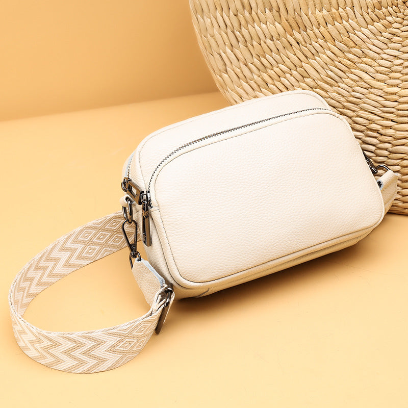 Women's First Layer Cowhide Genuine Leather Trendy Simple Solid Women's Shoulder Bag