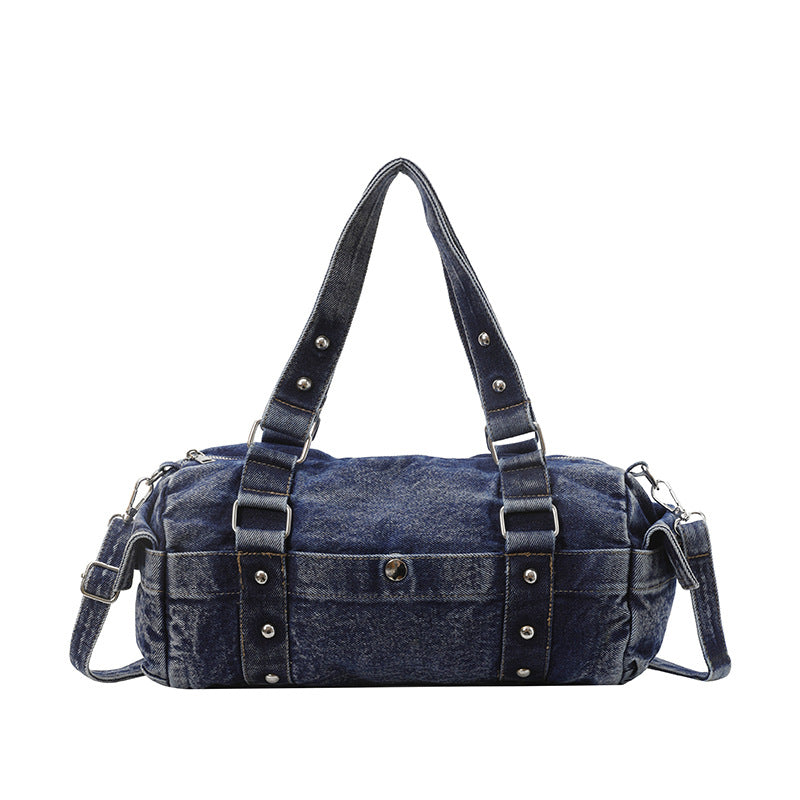 Women's Fashion Popular Rivet Motorcycle Retro Large Capacity Jeans Women's Shoulder Bag