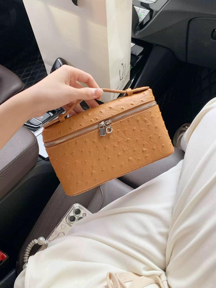 Women's Elegant Ostrich Grain Lunch Box Textured Women's Messenger Bag