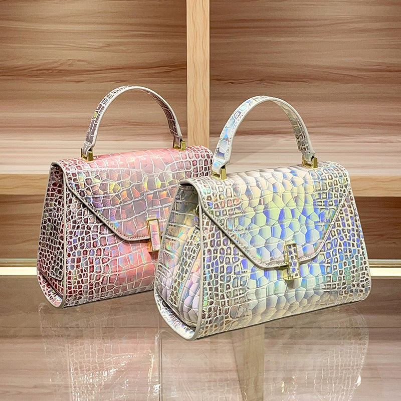 Women's Crocodile Pattern Portable Kelly Genuine Leather Affordable Women's Messenger Bag