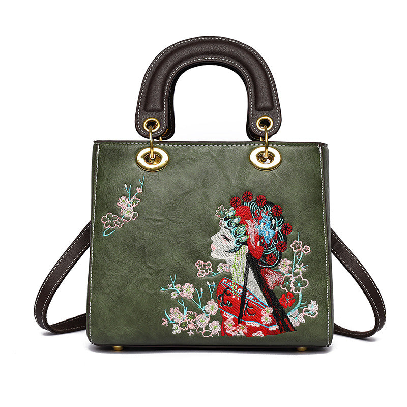 Women's Style Texture Dan Embroidered Leisure Commute Large Tote Bags