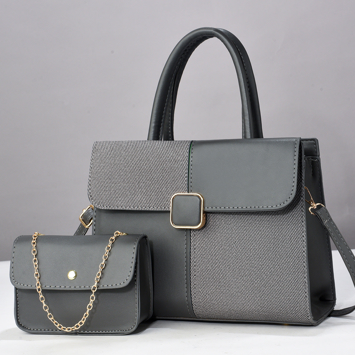 Stitching Shaping Large Capacity Contrast Color Embossed Fashion Bags