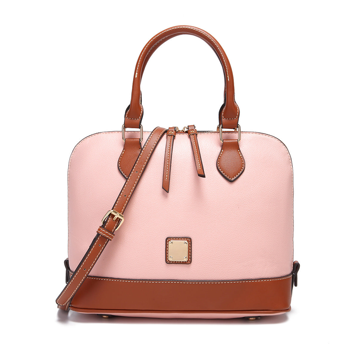 Women's Holding Color Matching Lychee Pattern Leather Women's Handbag