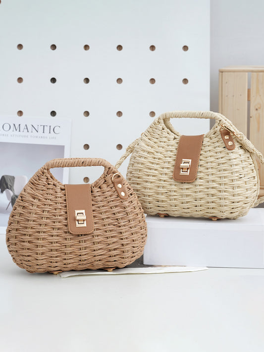 Style Simple Shell Autumn Cover Vacation Leisure Straw Women's Messenger Bag