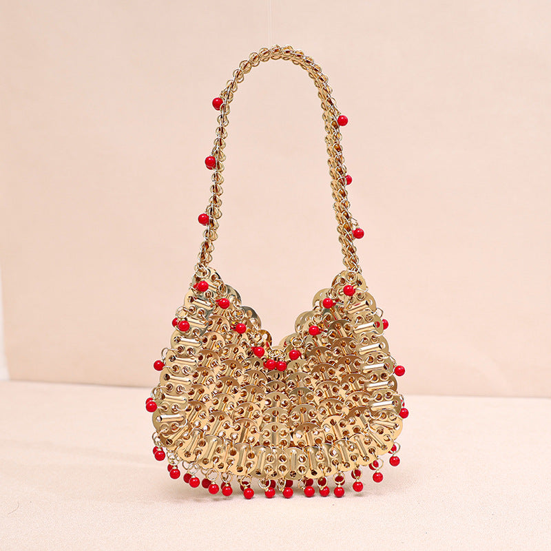 Women's Pearl Hand-woven Gold Sier Color Sequin Women's Handbag