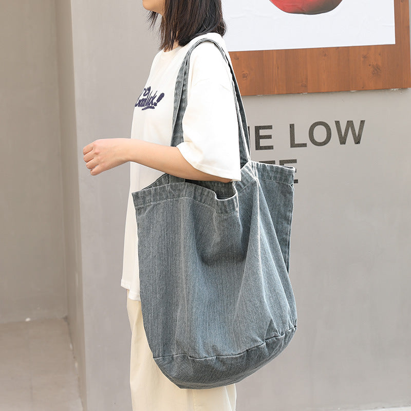 Women's Leisure Artistic Denim Versatile Vintage Wash Fashion Canvas Shoulder Bags