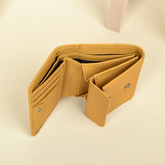 Women's Genuine Leather Short Chic Organ Two Fold Multiple Ladies Wallet
