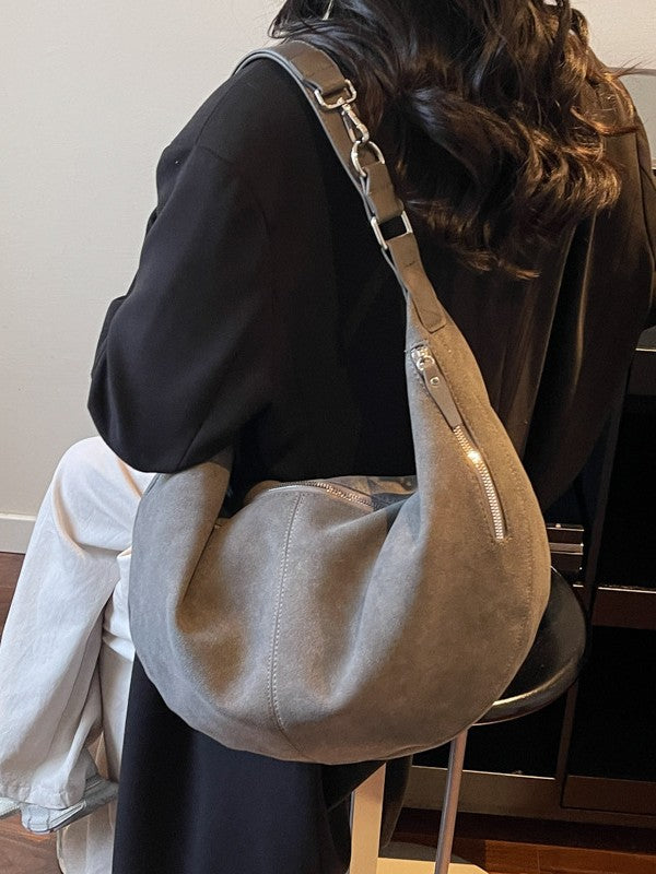Women's Suede Saddle Fashionable Retro Large Capacity Bags