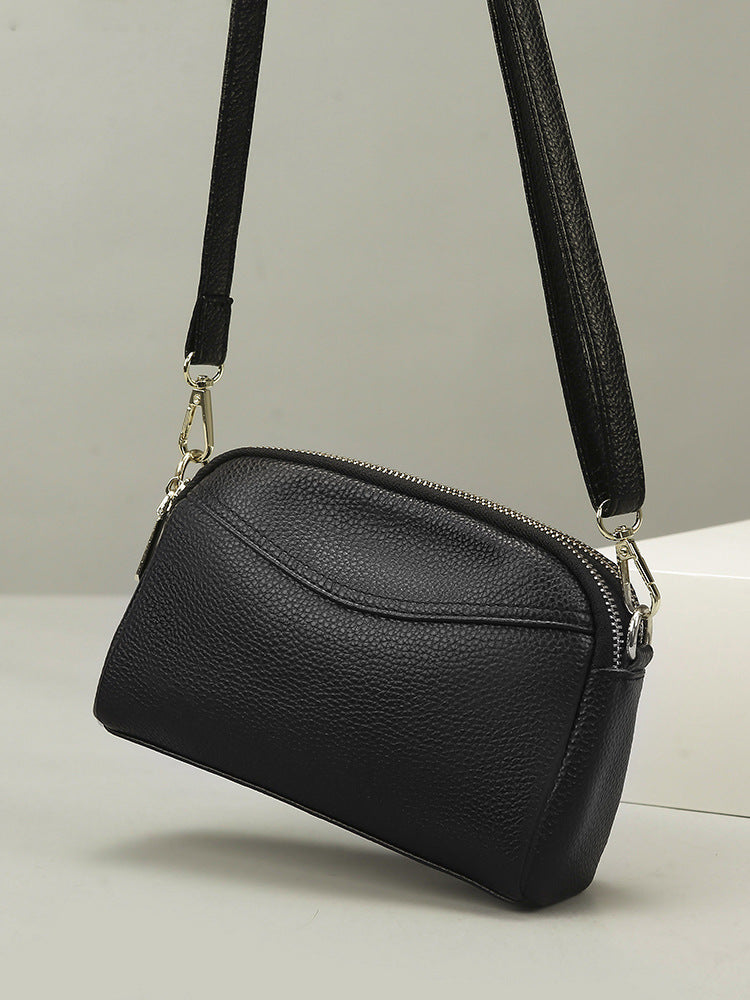 Layer Zipper First Cattlehide Leather Fashion Genuine Shell Women's Messenger Bag