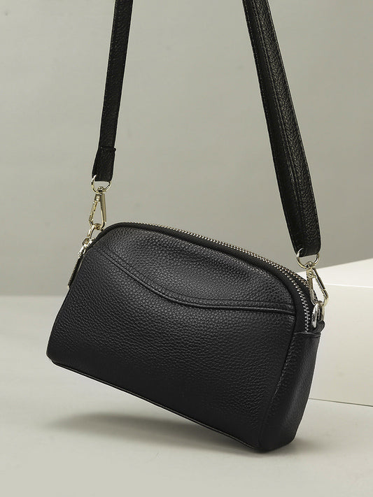 Layer Zipper First Cattlehide Leather Fashion Genuine Shell Women's Messenger Bag