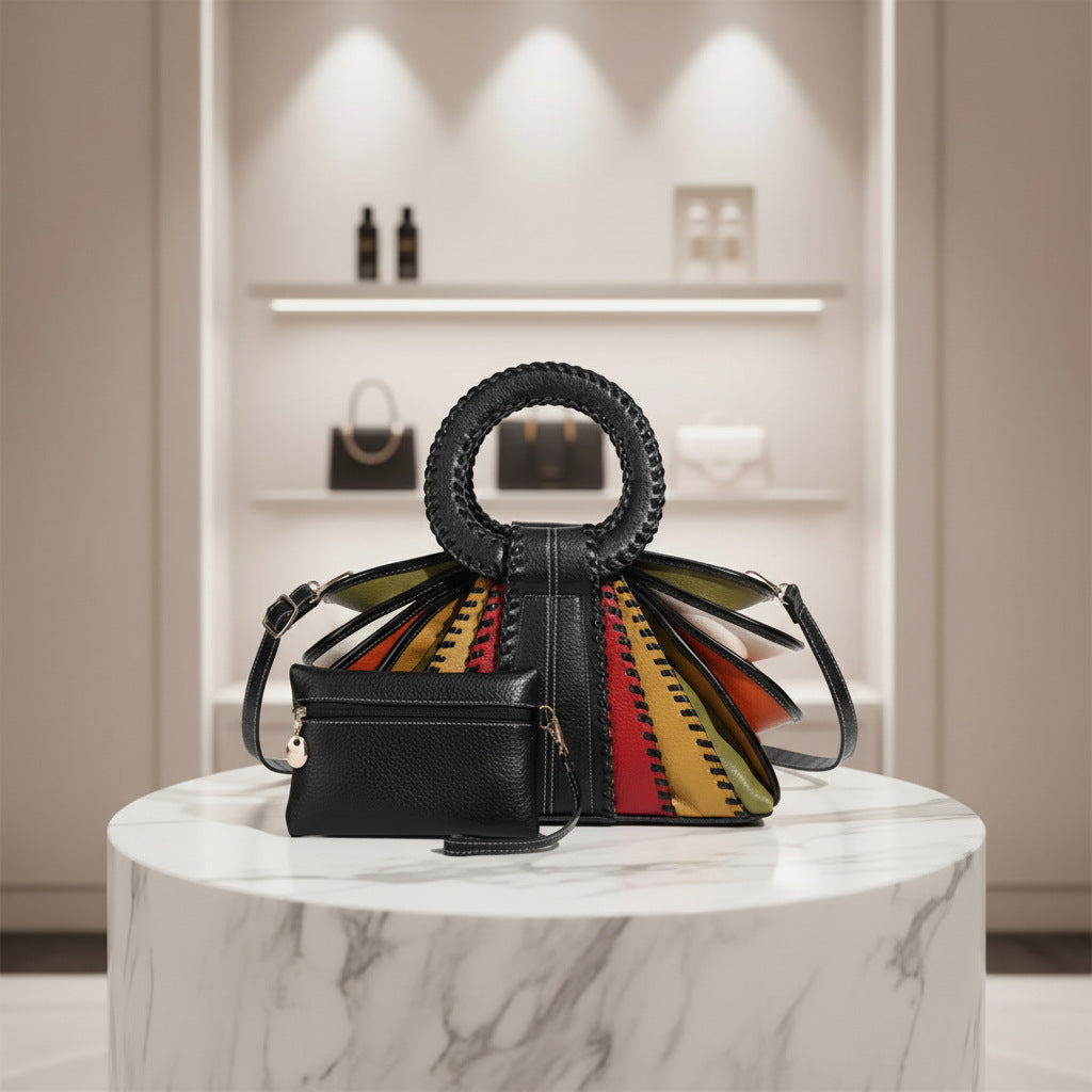 Women's Fashion Color Contrast Large Capacity High Women's Handbag