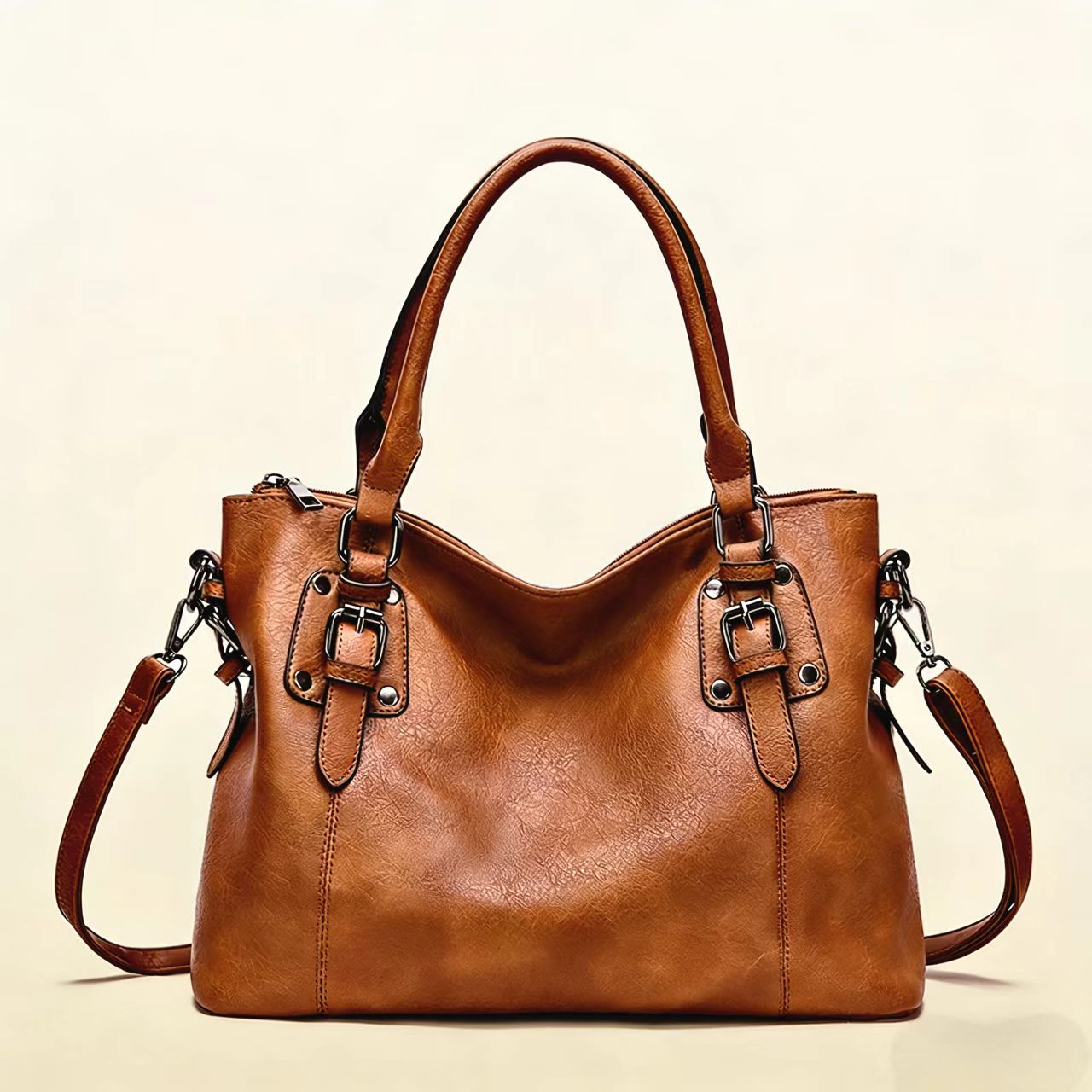 Women's Fashion Retro Simple Large Capacity Textured Bags