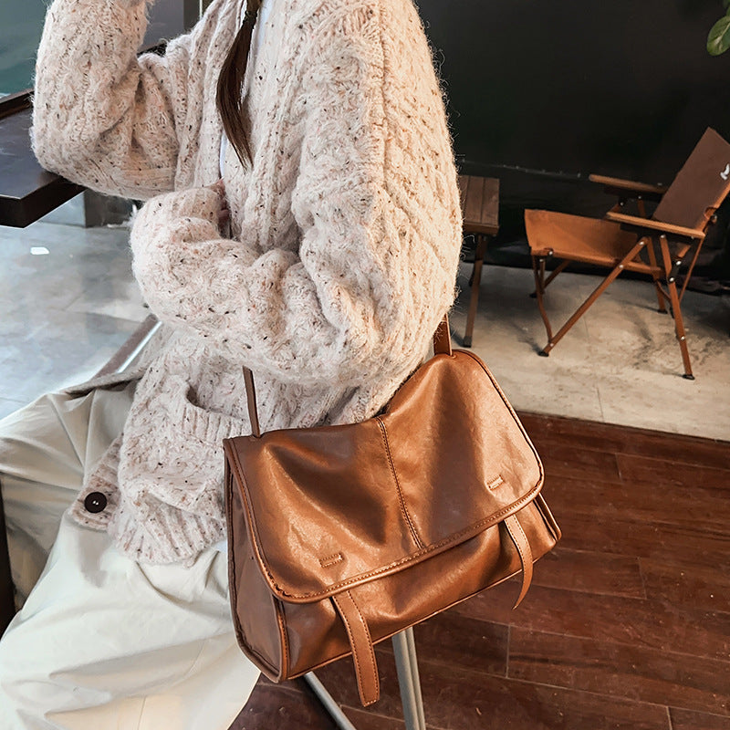 Women's Luxury Plant Kneading Leather Large Capacity Loose Feeling Single Bags
