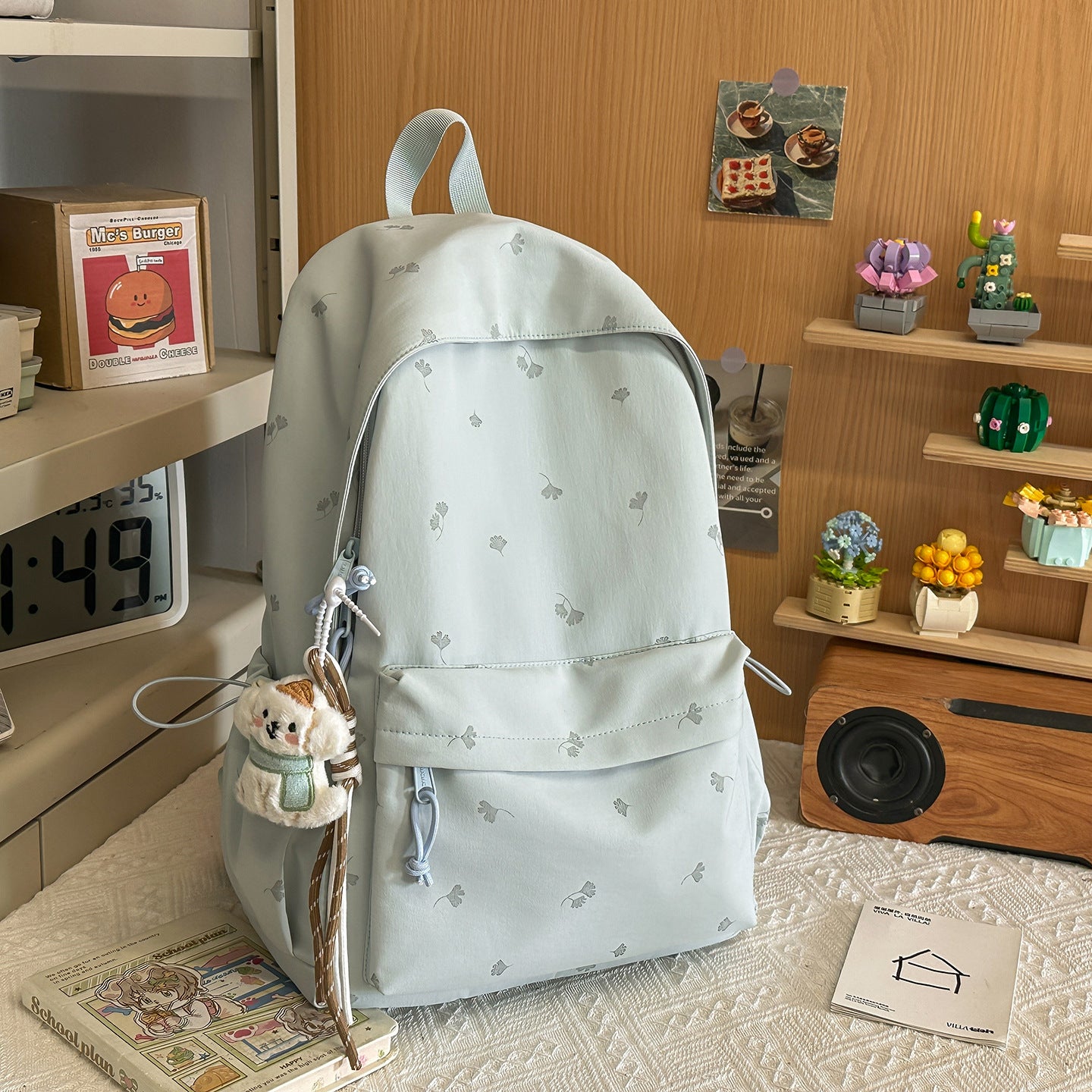 Classic Fresh Junior High Leaf Printing Backpacks