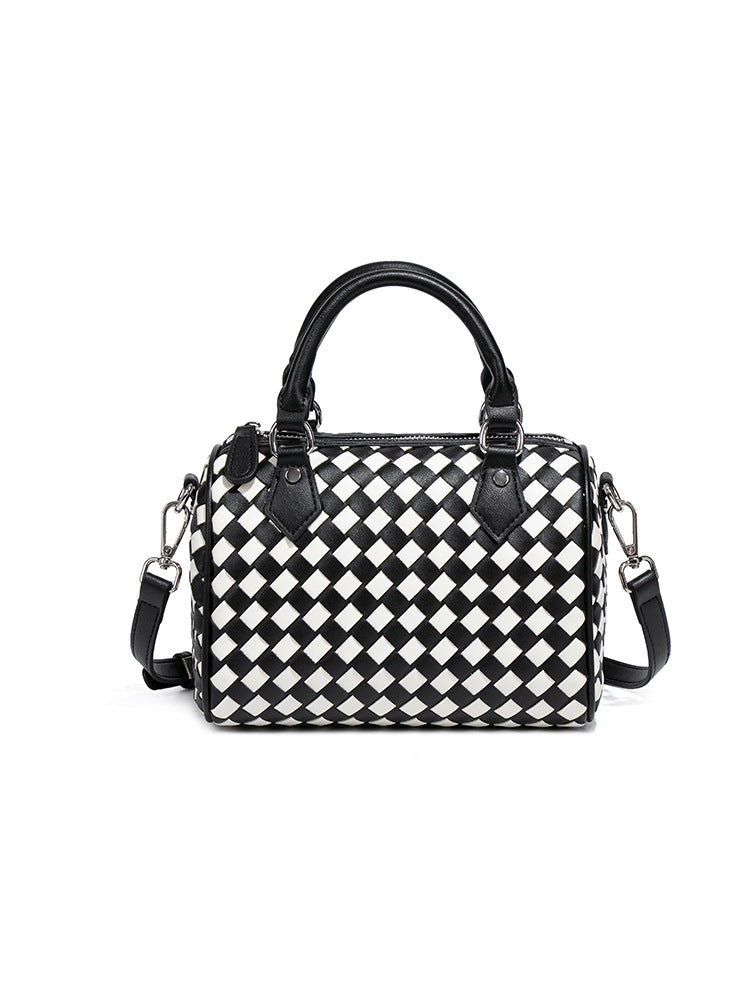 Women's Chessboard Plaid Portable Boston Pillow Fashion Women's Handbag