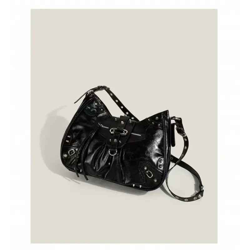 Motorcycle Retro Large Capacity Rivet Hot Women's Shoulder Bag