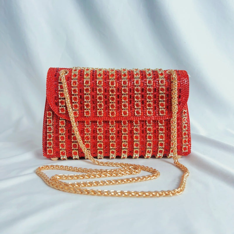 Women's Color Matching Rhinestone Ornament Gem Diamond Dinner Bag