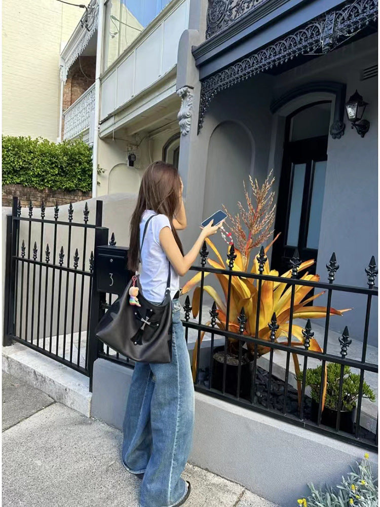 Niche Advanced Cross Retro Big Large Capacity Commuter Women's Messenger Bag