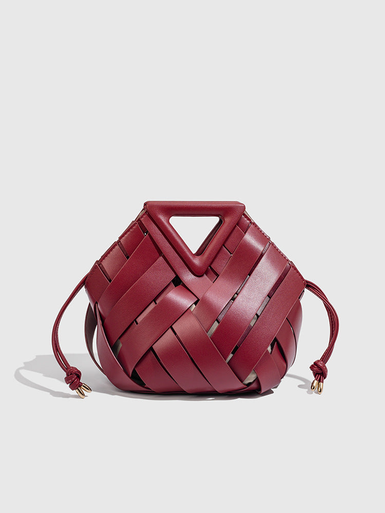 Women's Vegetable Basket Triangle Magnetic Woven Hollowed Women's Handbag
