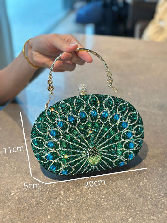 Peacock Diamond Retro Style Party Black Dress Dinner Bag