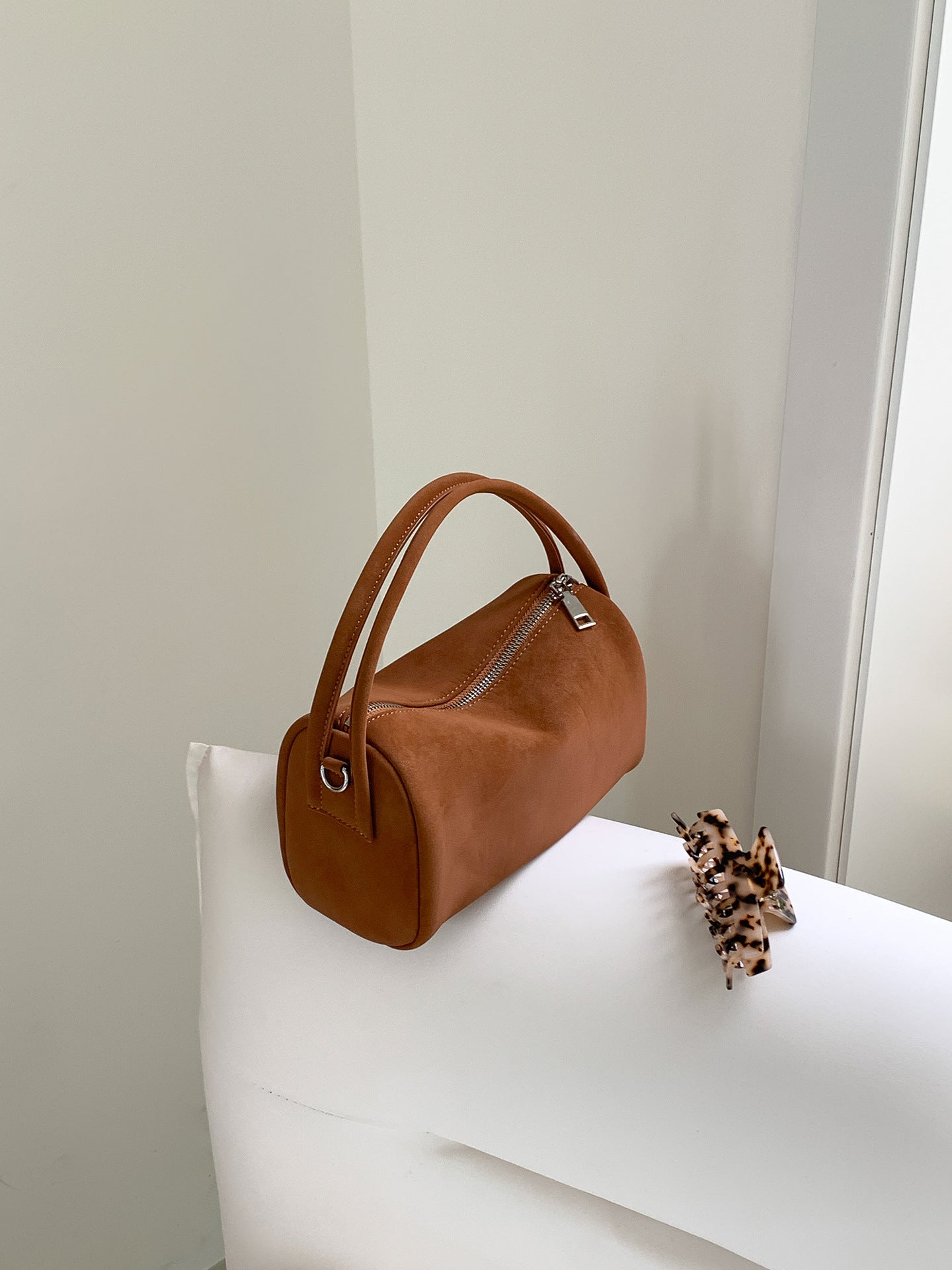 Suede Boston Solid Color Fashion Versatile Korean Style Small Square Bags