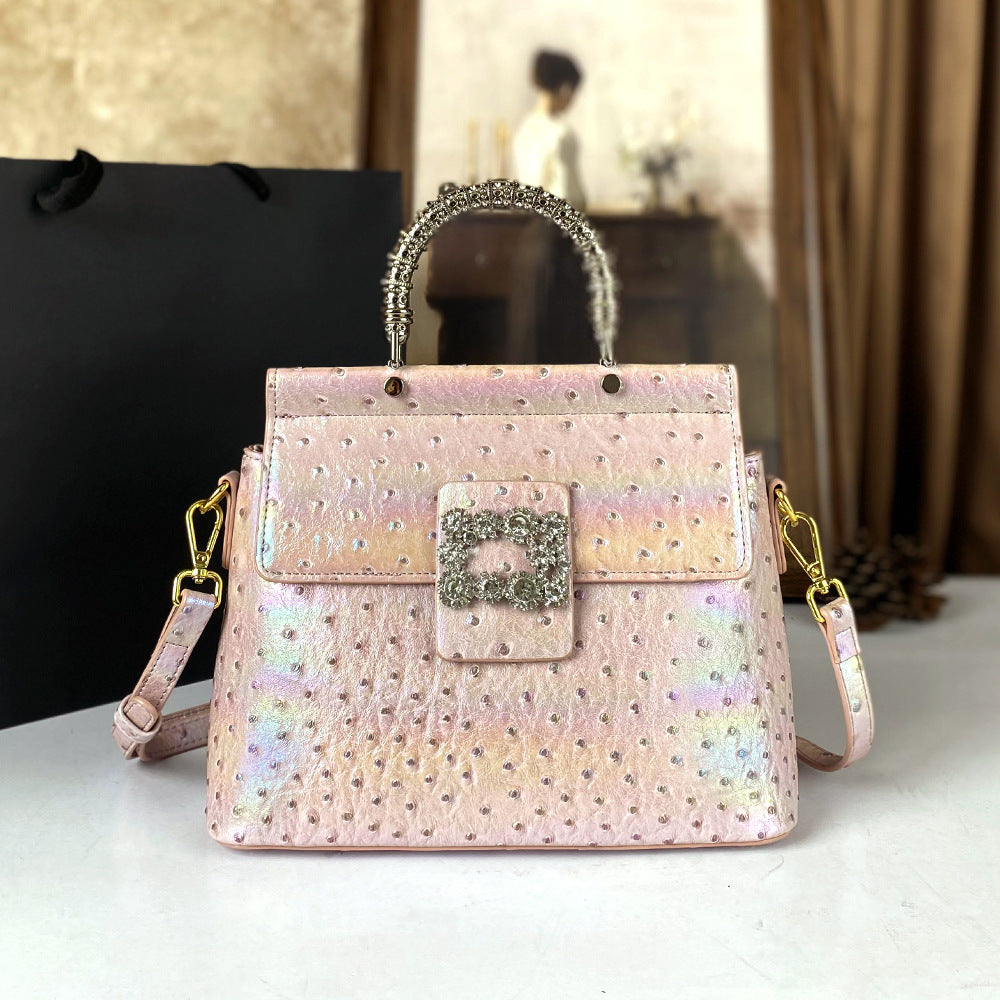 Women's High-grade Ostrich Grain Soft Leather Fashion Women's Messenger Bag