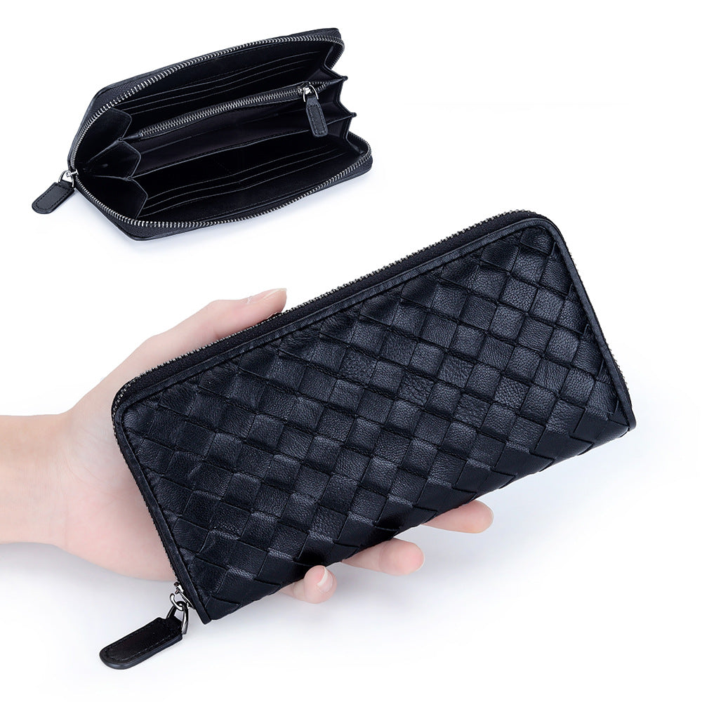Women's Genuine Leather Long Large Capacity Multiple Slots Zipper Bags