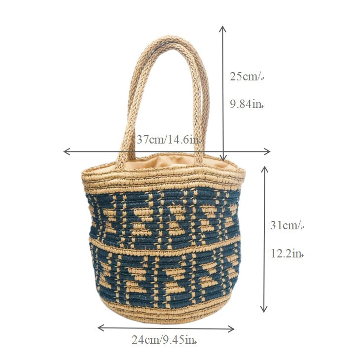 Women's Sense Straw Niche Ethnic Style Handmade Drawstring Woven Fashion Women's Shoulder Bag