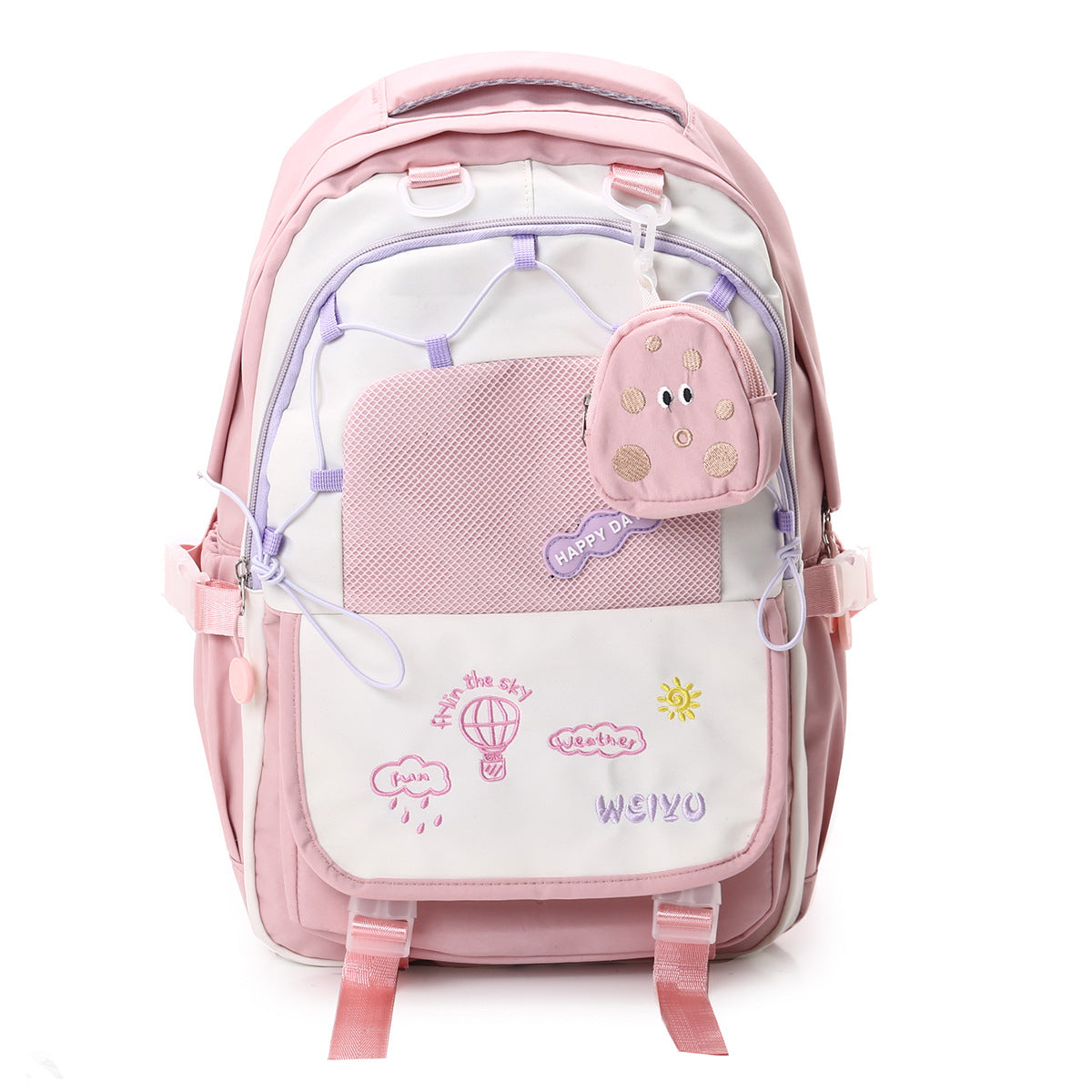 Macaron Contrast Color Lightweight Simple Burden College Student Schoolbag
