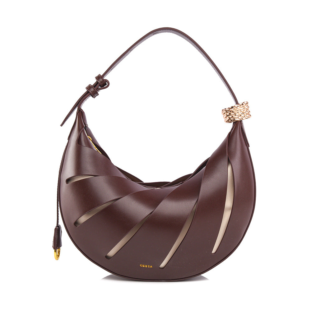 Niche Design Curved Moon Fashion High Sense Female Soft Leather Bags