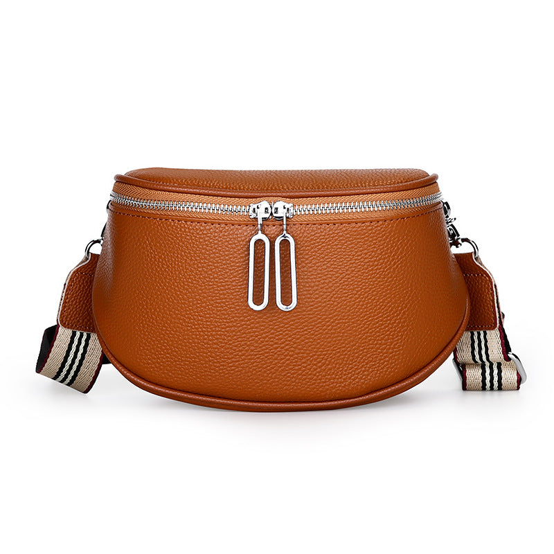 Women's Genuine Leather Saddle Fashion Simple Minority Women's Chest Bag, Fanny Pack